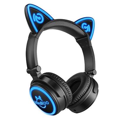 MindKoo Light Up Cat Ear Headphones Blue